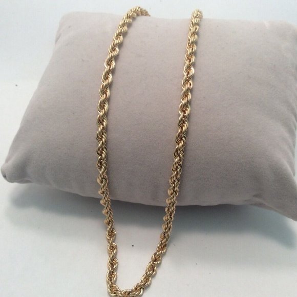14KT  REAL SEMI SOLID YELLOW GOLD ROPE CHAIN NECKLACE 24" 3.00MM 12.60GRAMS - Picture 1 of 8